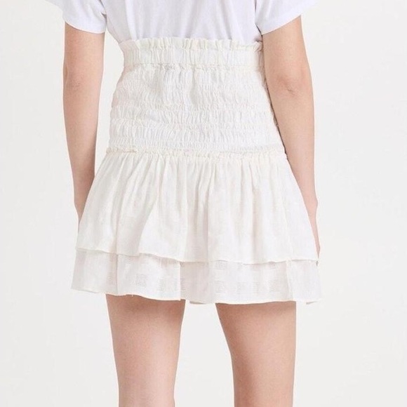Madewell Smocked Pull On Gauze Tiered Mini Skirt Lighthouse Ivory - Picture 2 of 9